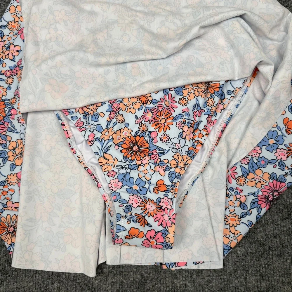 NEW Aleumdr Floral Ruffle Cutout Swim Dress Multi Twist Front Skirt Swimsuit M